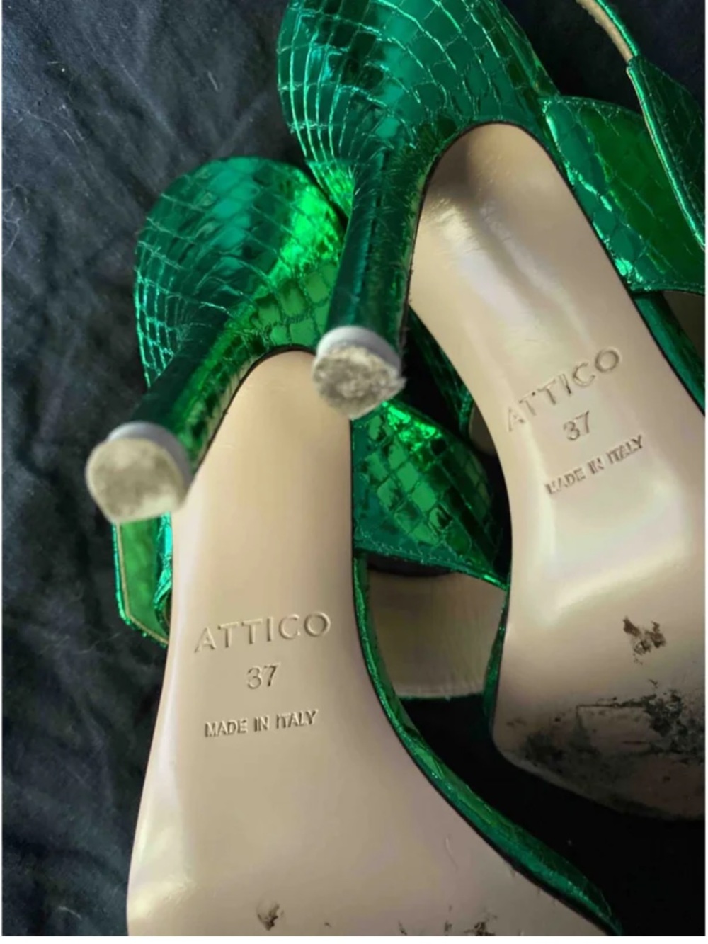 The Attico Green Metallic Leather Sandals - Picture 3 of 8